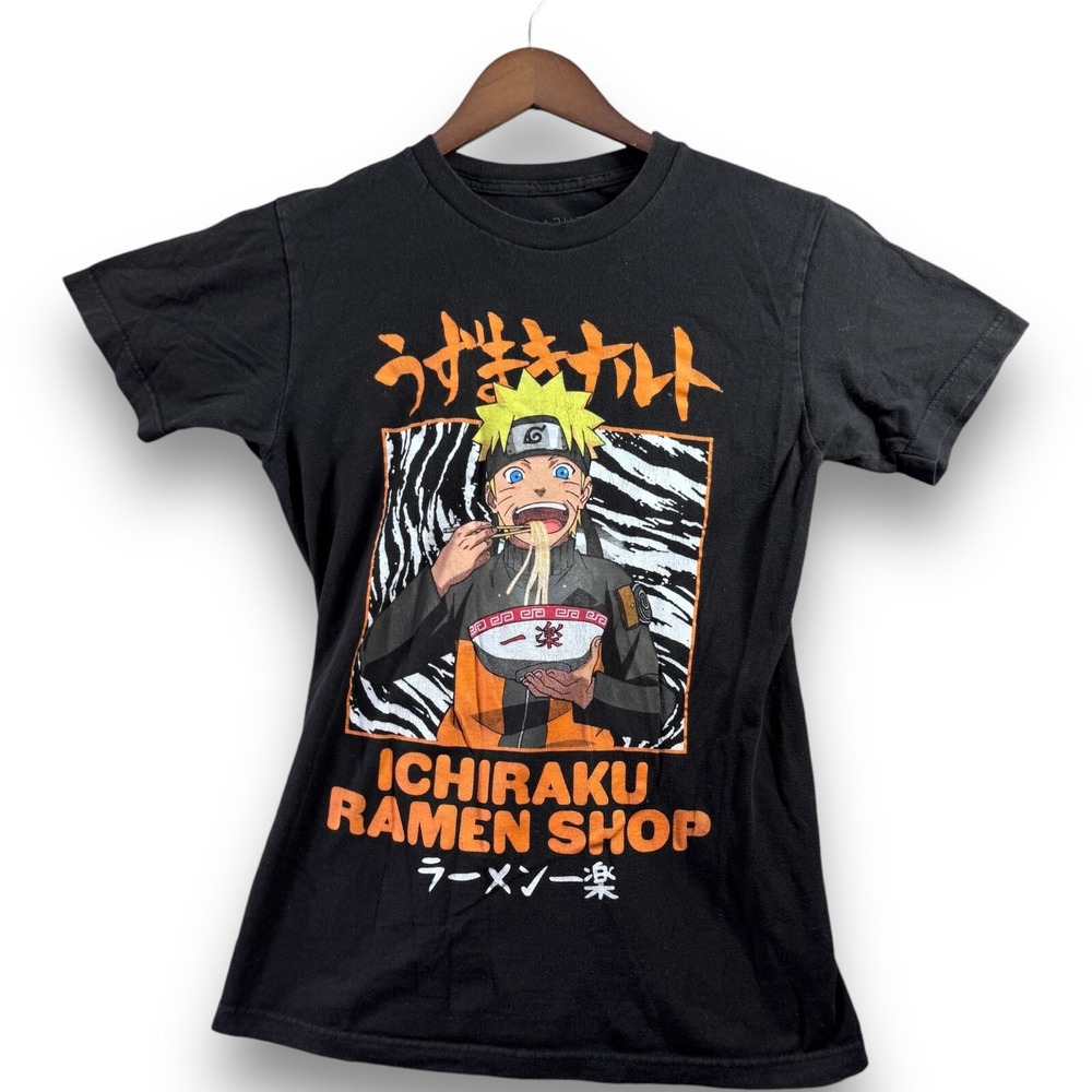Naruto Shippuden Mens T-Shirt Small S Black Ichiraku‎ Ramen Shop Graphic Anime
